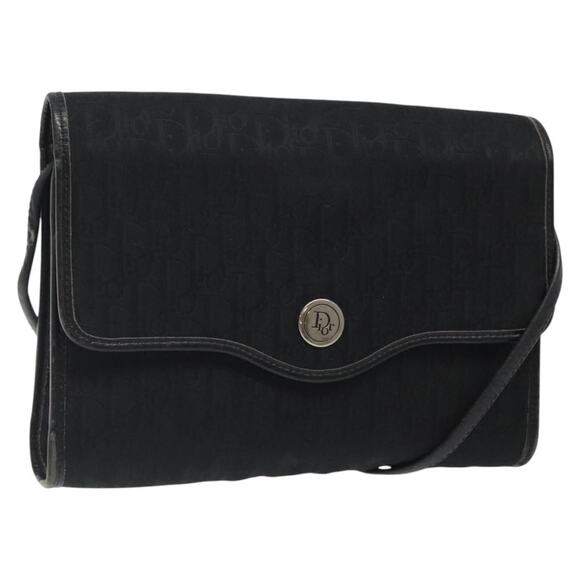 DIOR Trotter Canvas Shoulder Bag Black Gold - Picture 1 of 12